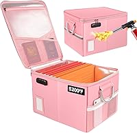 Vista 12 de TOMKID Archivador ignífugo con cerradura, organizador de documentos ignífugo, caja de archivos plegable, archivador con asa para certificaciones