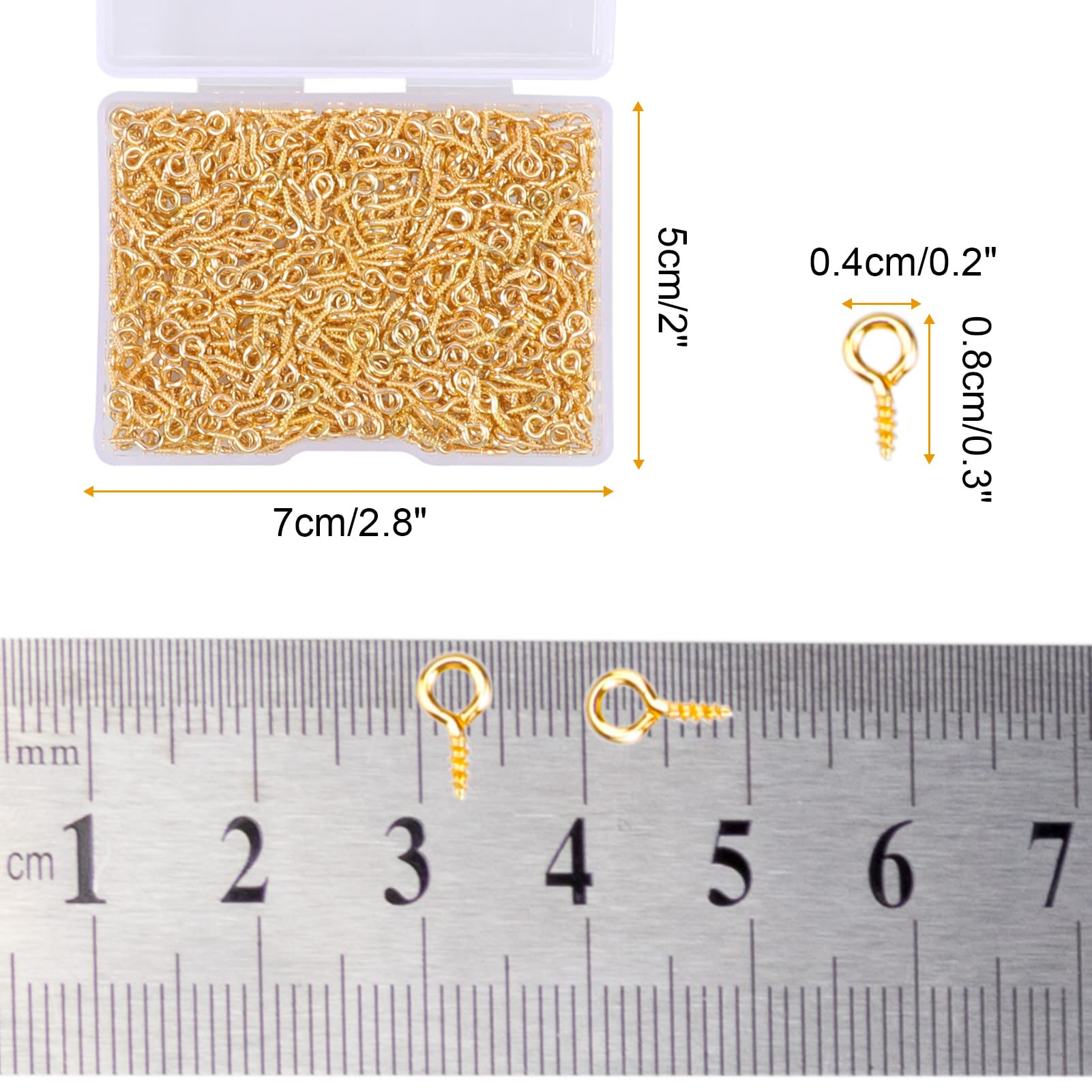 600 ganci dorati a vite, 4 x 8 mm, occhielli filettati a vite, mini cerchi in metallo, per la creazione di gioielli, fai da te, artigianato in resina, bottiglie con tappo in sughero