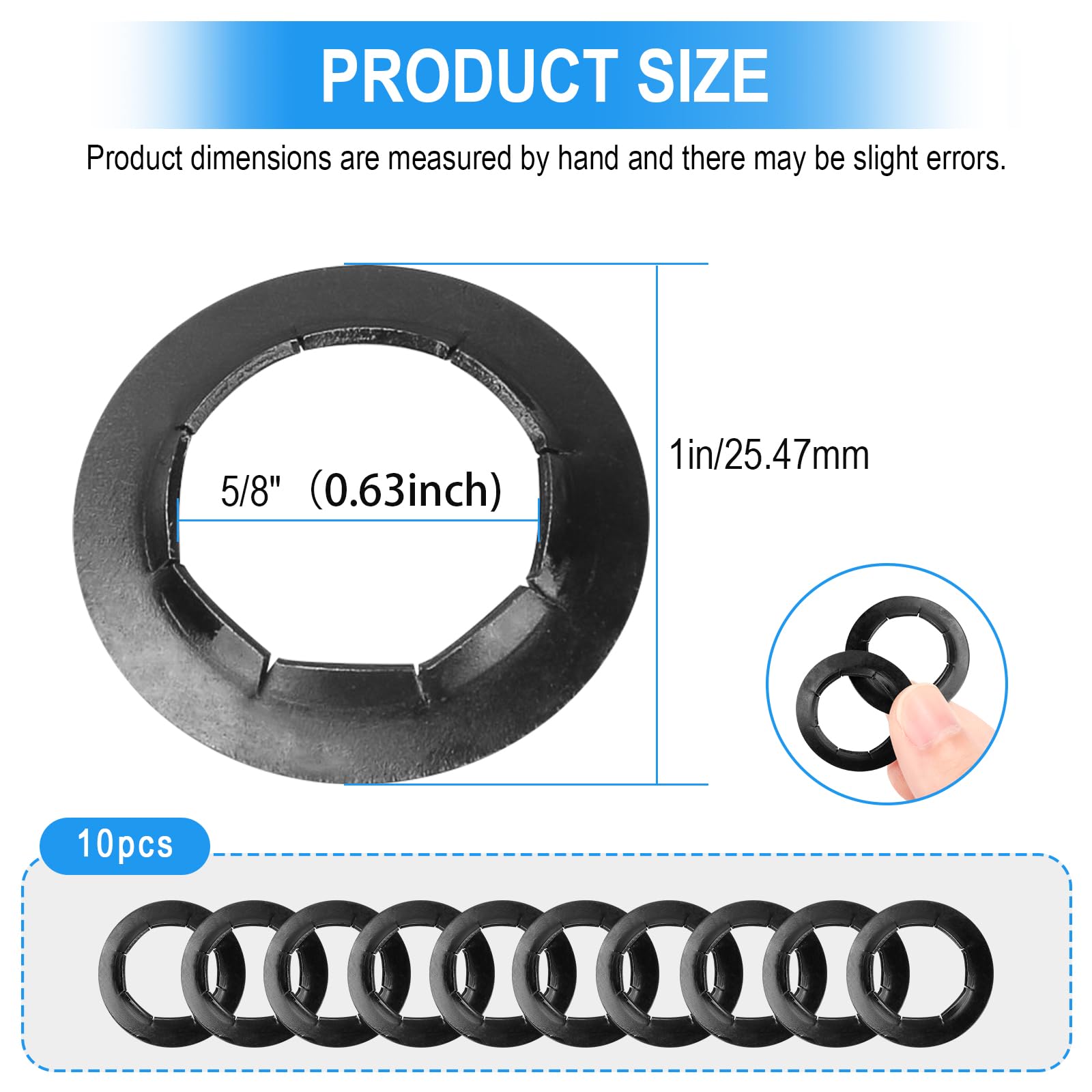 Hard-to-Find Spring Steel Push-On Pushnuts, Dolly Wheel Lock Washers Fits 5/8