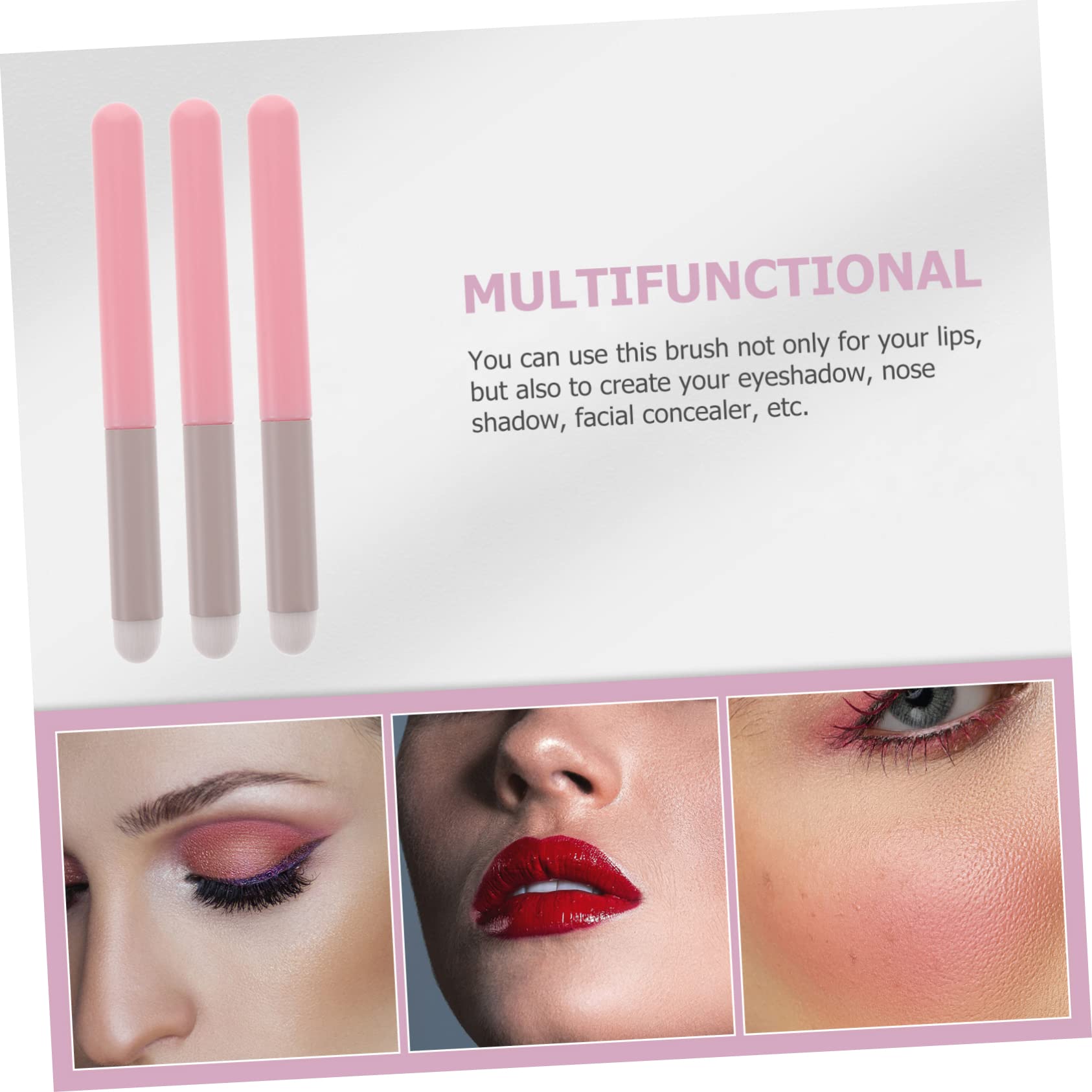 TOVINANNA 8pcs Small Round Lip Makeup Brush Lip Gloss Applicator Portable Brush for Daily Use