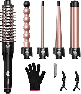 Lopeie 5 in 1 Wand Curling Iron Set, Hair Styling Tools with Thermal Bru...