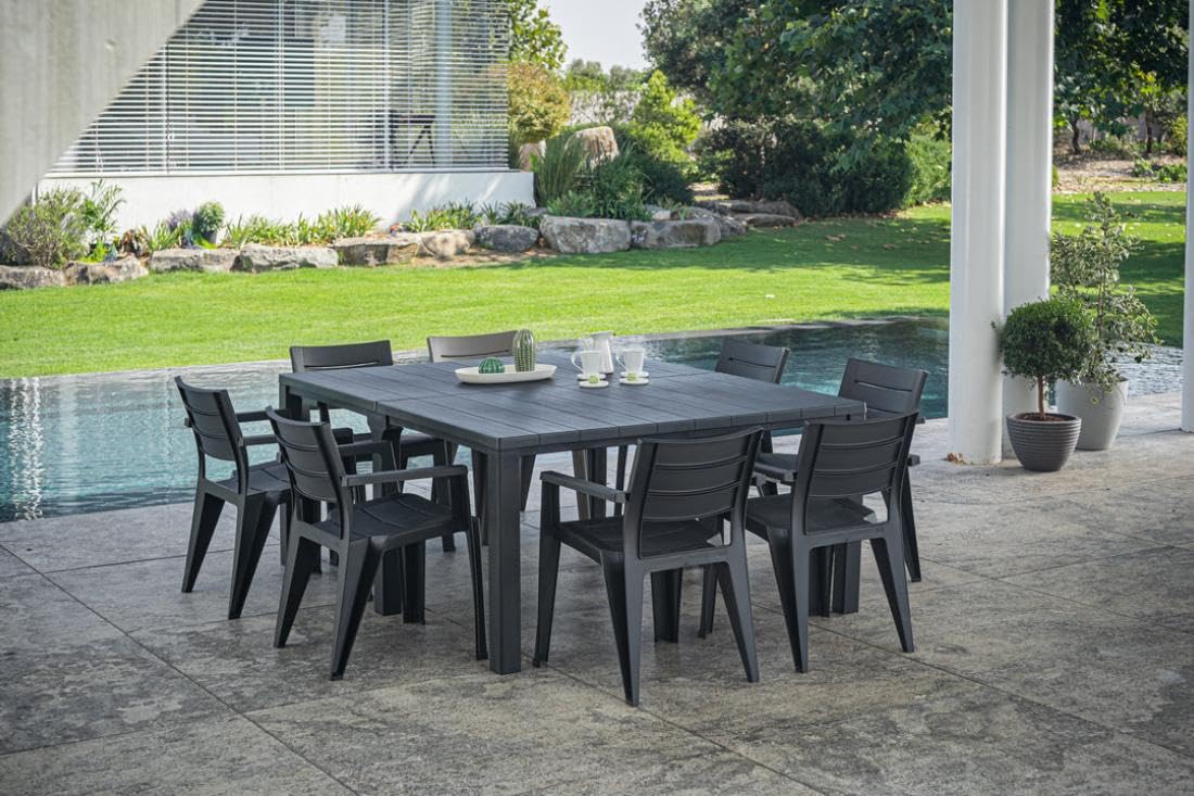 Keter Julie Table Double Composition Table d'extérieur Graphite