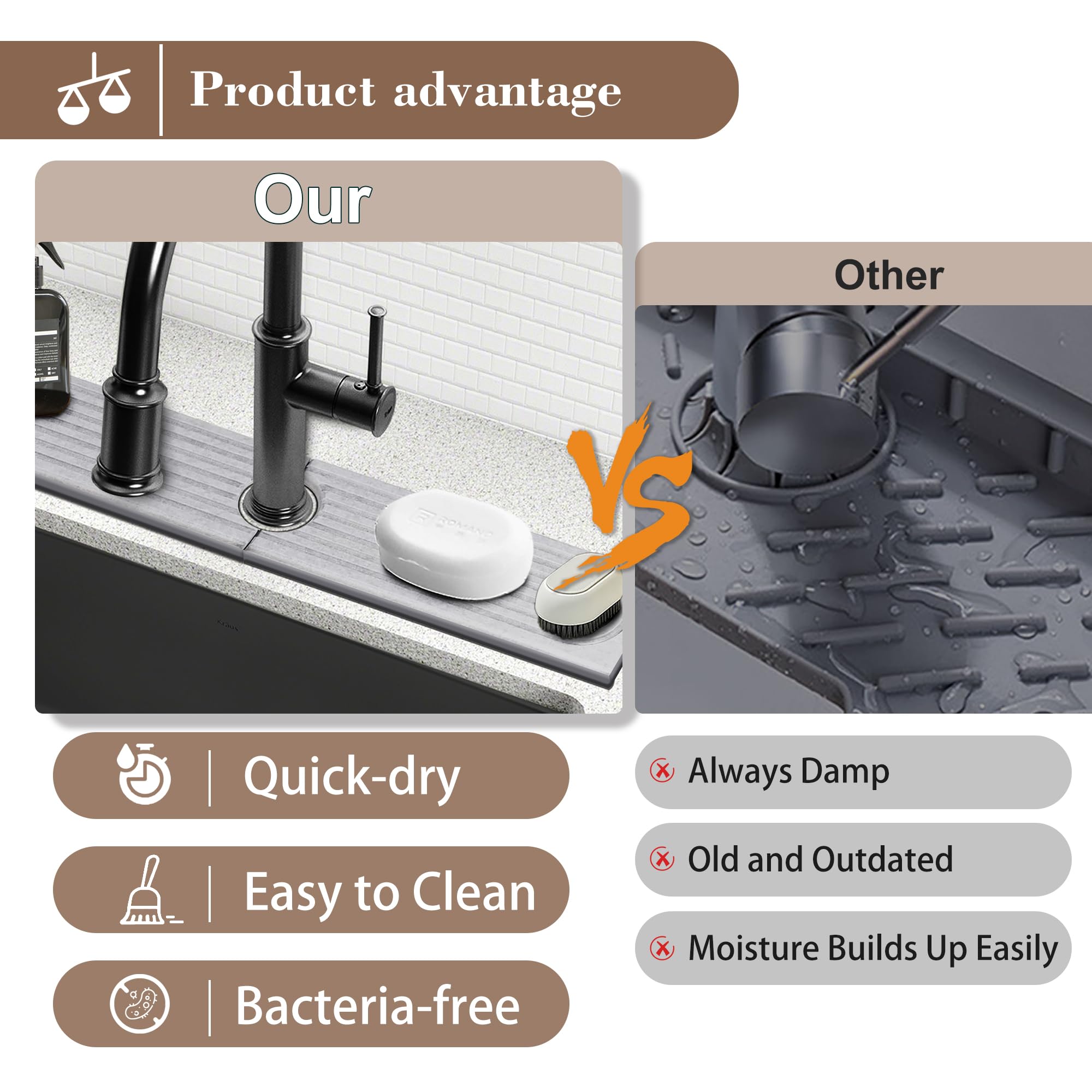 Tapis D'évier En Diatomite Naturelle Absorbant - Plateau Récupérateur D