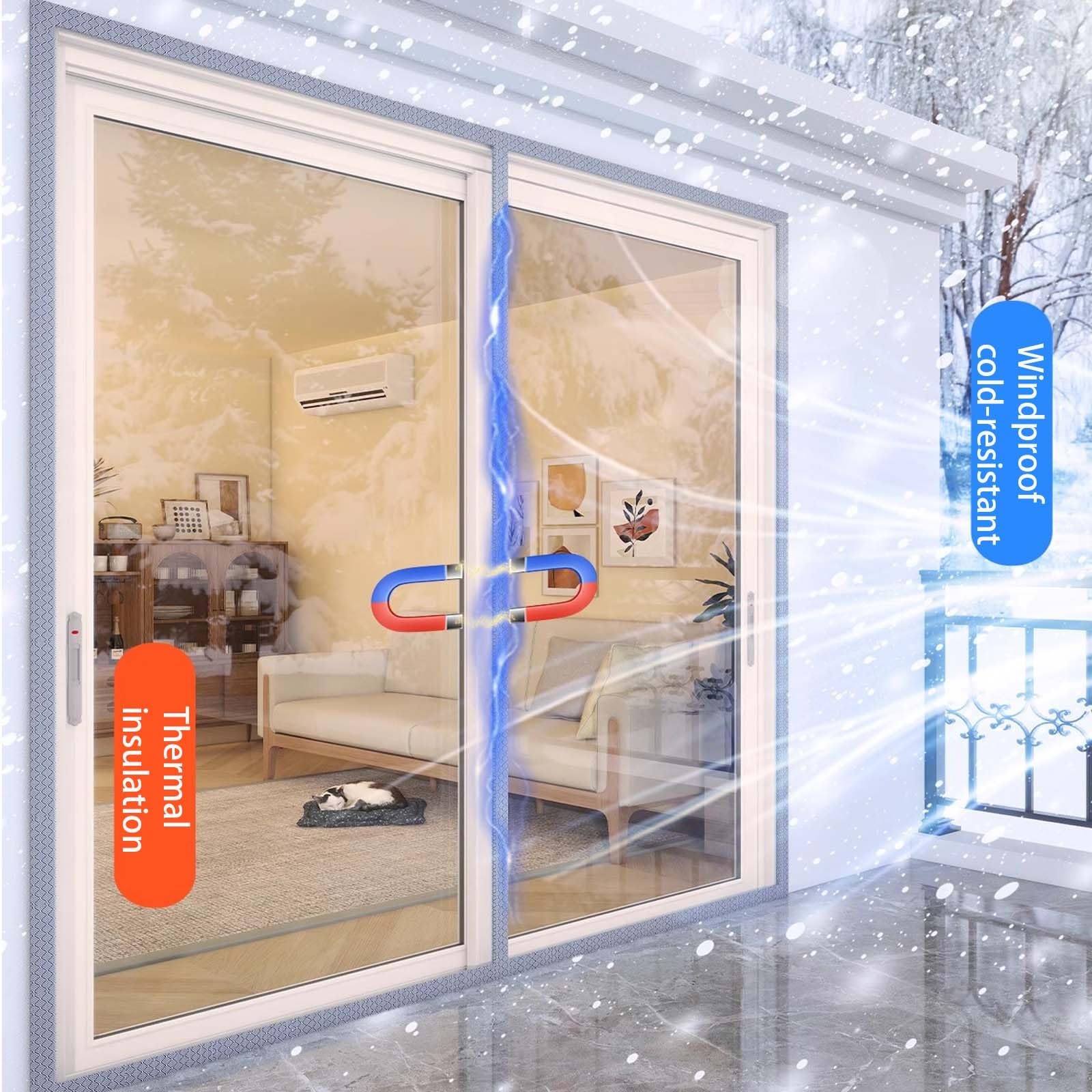 Magnet Wärmeschutzvorhang Türe Transparent Türvorhang Thermovorhang Tür Winddicht Winter Kälteschutzvorhang Ohne Bohren Kälteschutz Wärmeschutz Im Winter Für Patio Tür Schlafzimmer(W95xH230cm)
