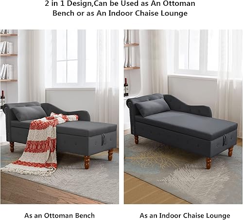 Miniatura 41 de Setawix Tumbona de terciopelo para interiores con almacenamiento para sala de estar, dormitorio, oficina, extremo de brazo enrollado de la cama,