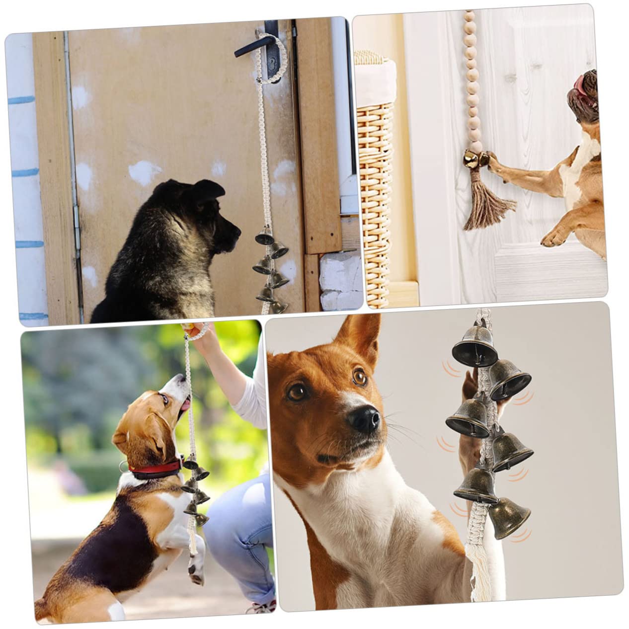 Mikikit 2Pcs Wear Resistant Dog Door Bells for Training Interactive Pet Doorbells with Long Straps for Dog Outgoing Bells for Home Use and Dog Training