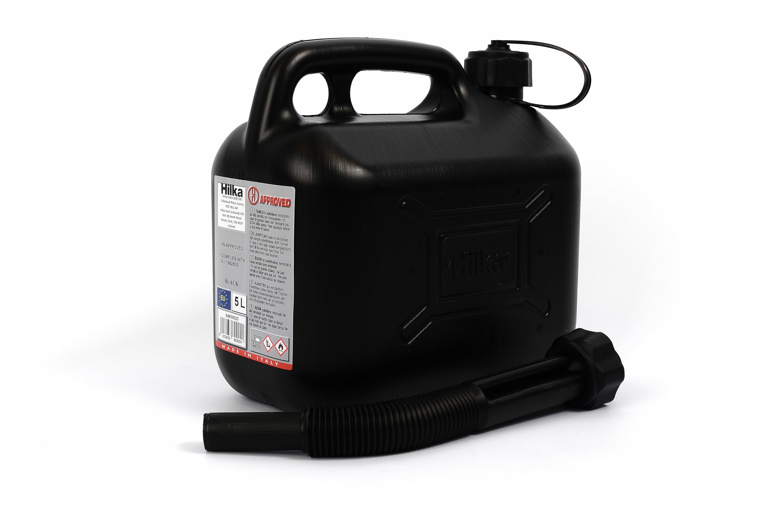 Hilka 84809025 5 litre Fuel Can - Black