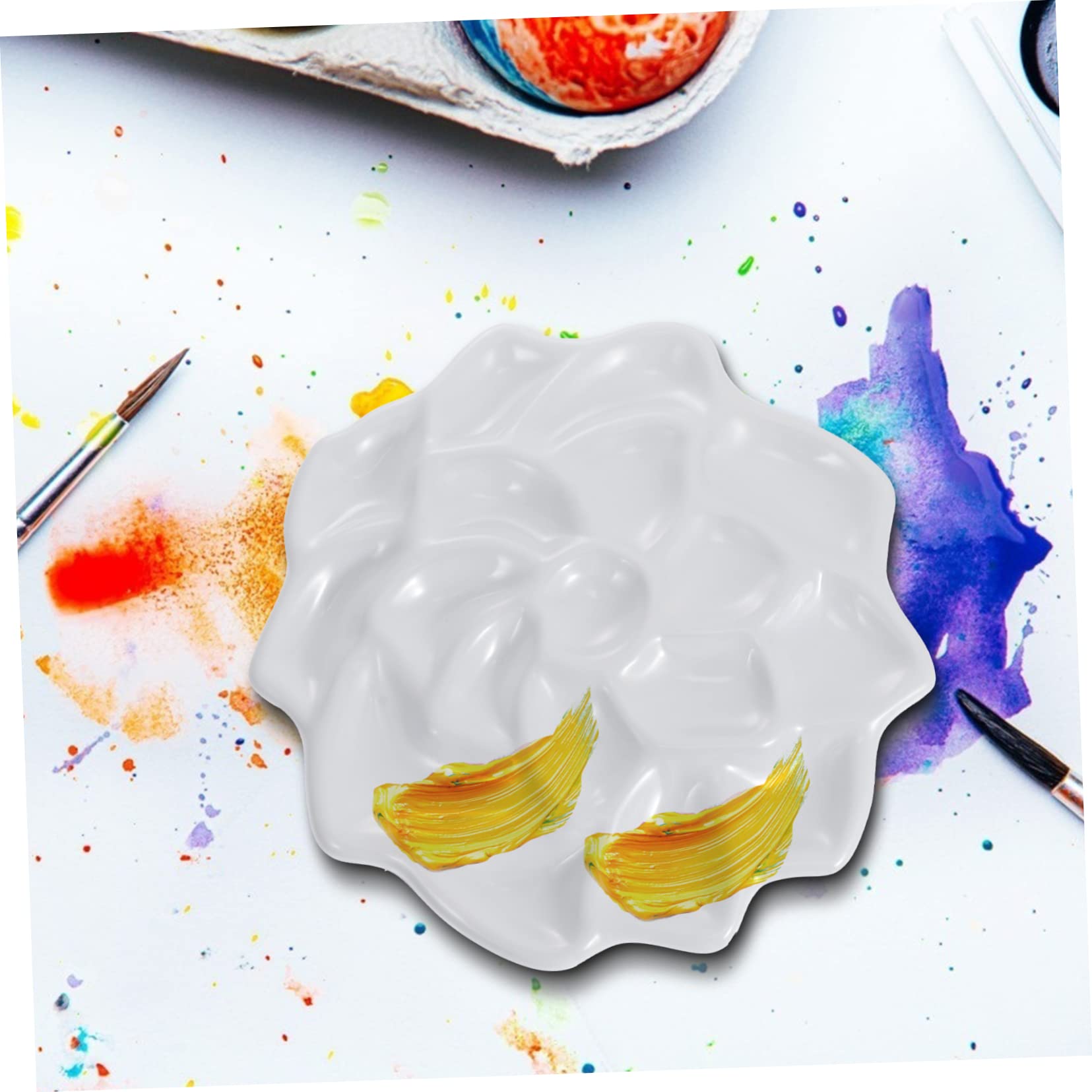 LIFKOME Wellenförmige Aquarell Pigmentmischplatte aus Imitationskeramik mit Mehreren Löchern Leicht zu Reinigen für Ölmalerei und Studenten