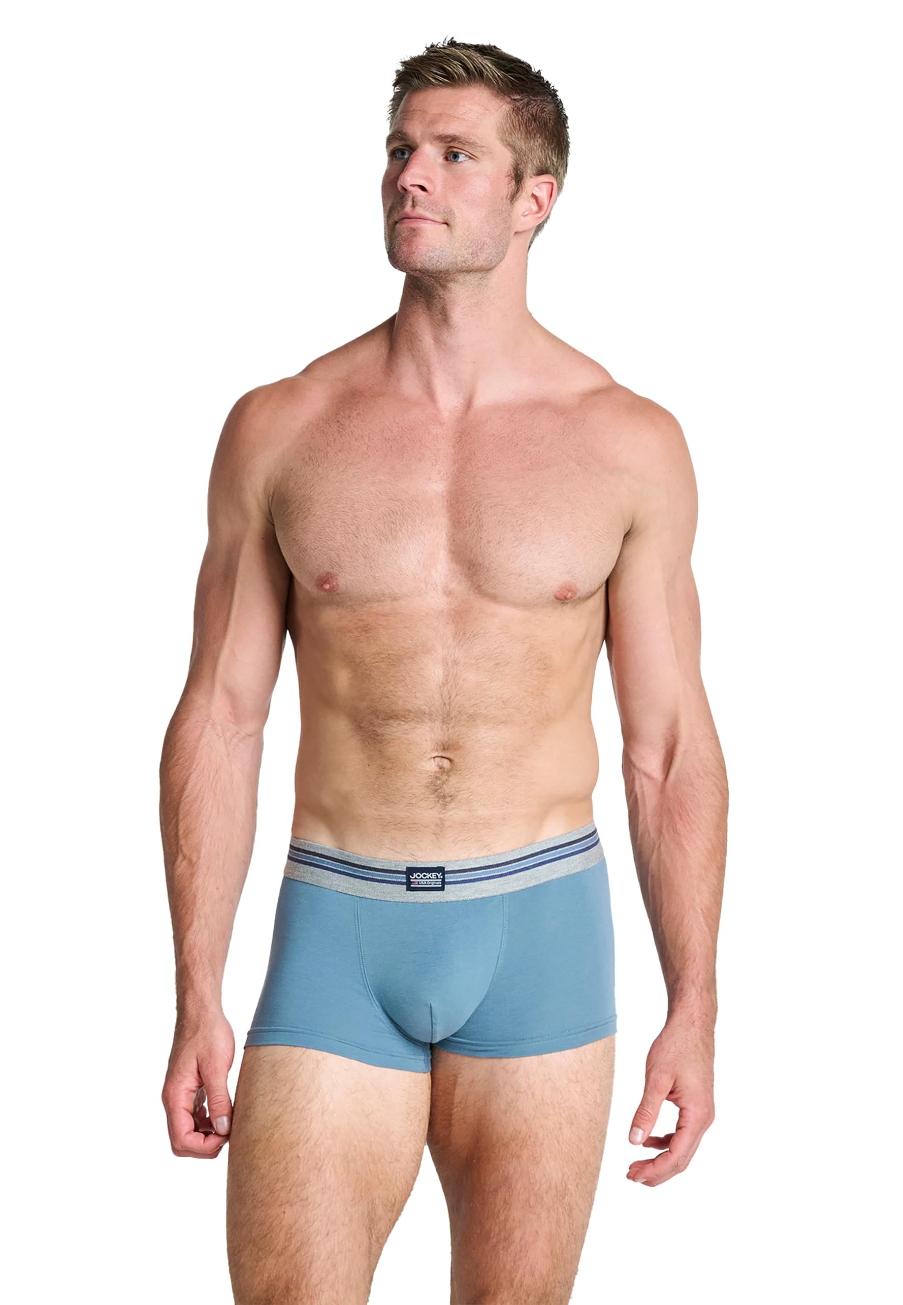 Jockey Men's Cotton Stretch Short Trunk - 3 Pack, Blue Mix, 3XL