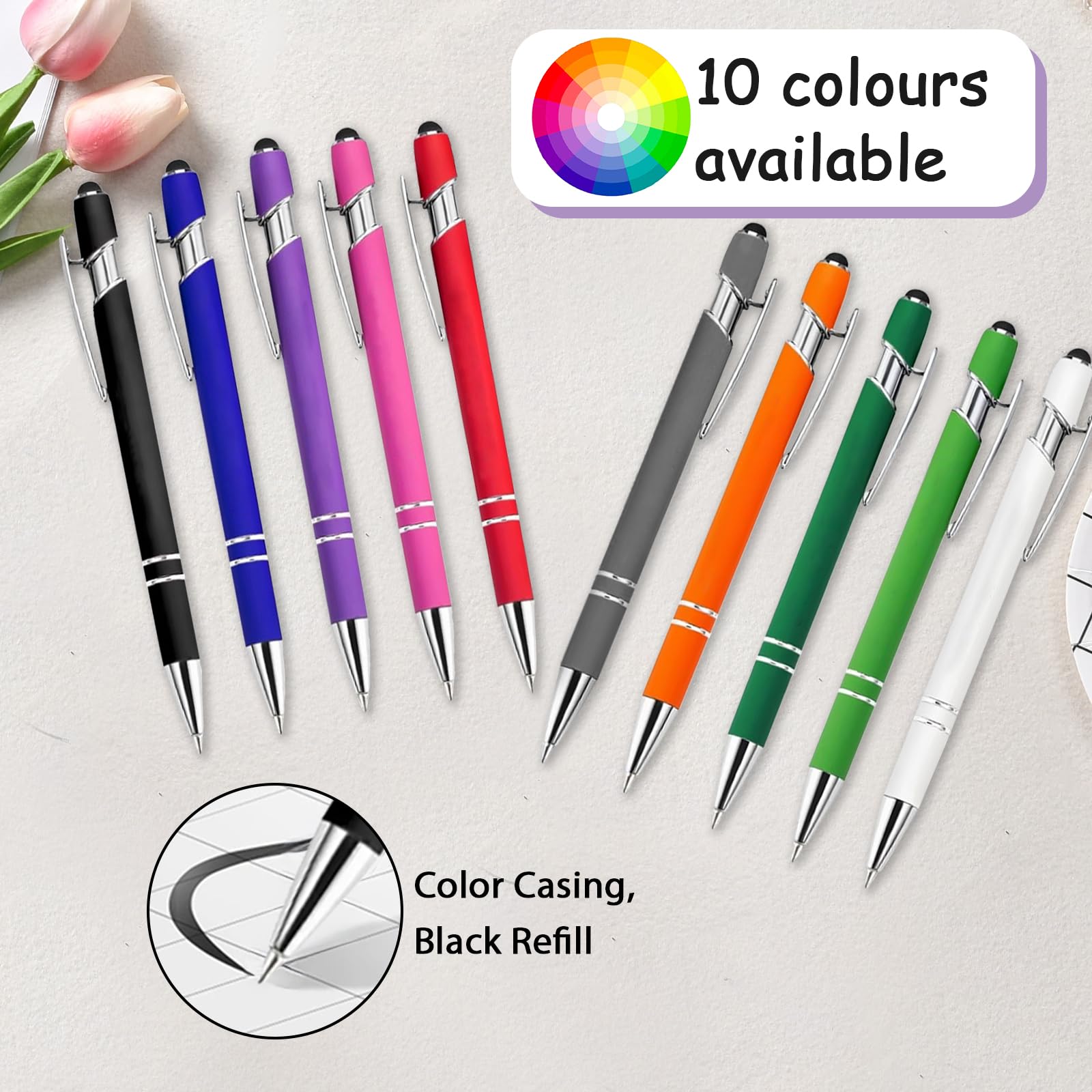 Bolígrafos personalizados con grabado, lotes de 10 a 100 unidades, bolígrafos retráctiles con punta táctil para empresas y bodas, bolis de metal ideales para regalos corporativos