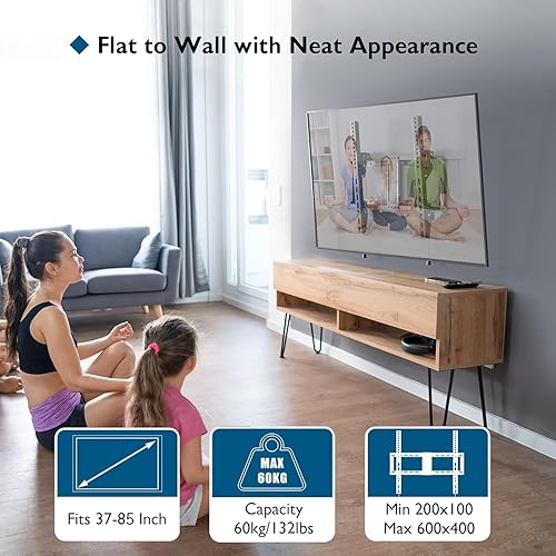 Miniatura 7 de BONTEC Soporte de pared para televisores de 37 a 85 pulgadas, soporte de montaje de TV inclinable para pantallas LED LCD OLED planas curvas, diseño