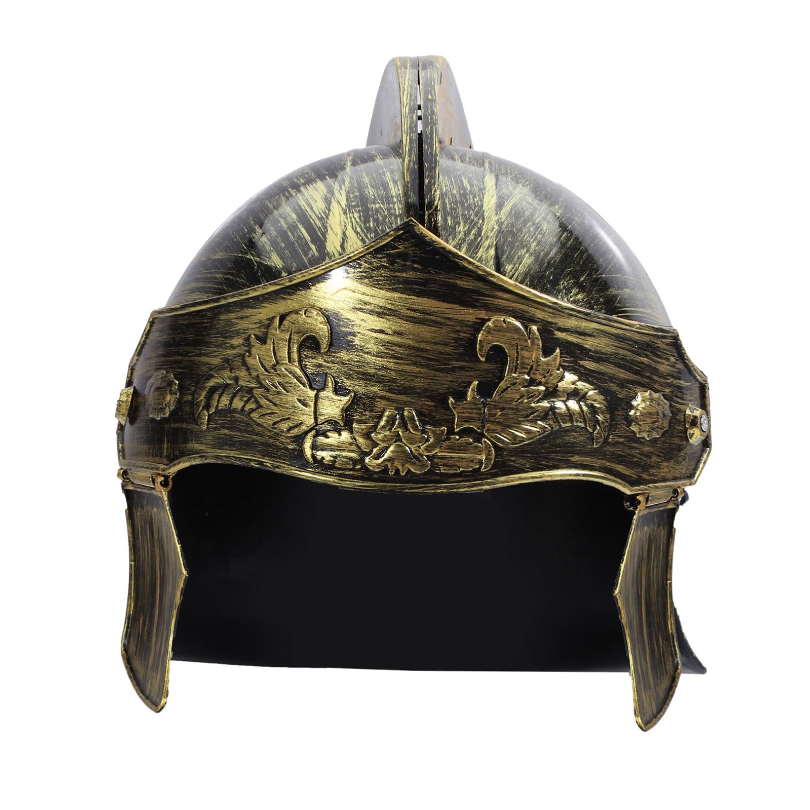 FEESHOW Medieval Warrior Helmet Plastic Roman Warrior Knight Helmet Halloween Medieval Soldier Cosplay Costume Accessories Gold A One Size