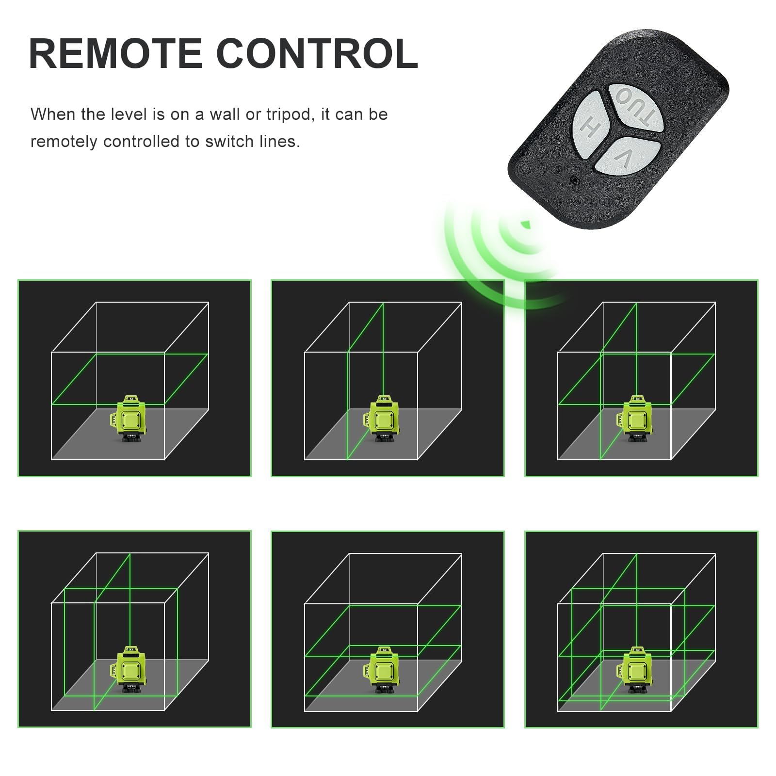 STANEW Nivel Láser Autonivelante 360 Grados, Nivel Láser Verde 16 Líneas, 2 x 360 Horizontal y 2 x 360 Verticales, 2 x Batería, Montaje en Pared, Control Remoto, Base Magnética,Incluye Trípode