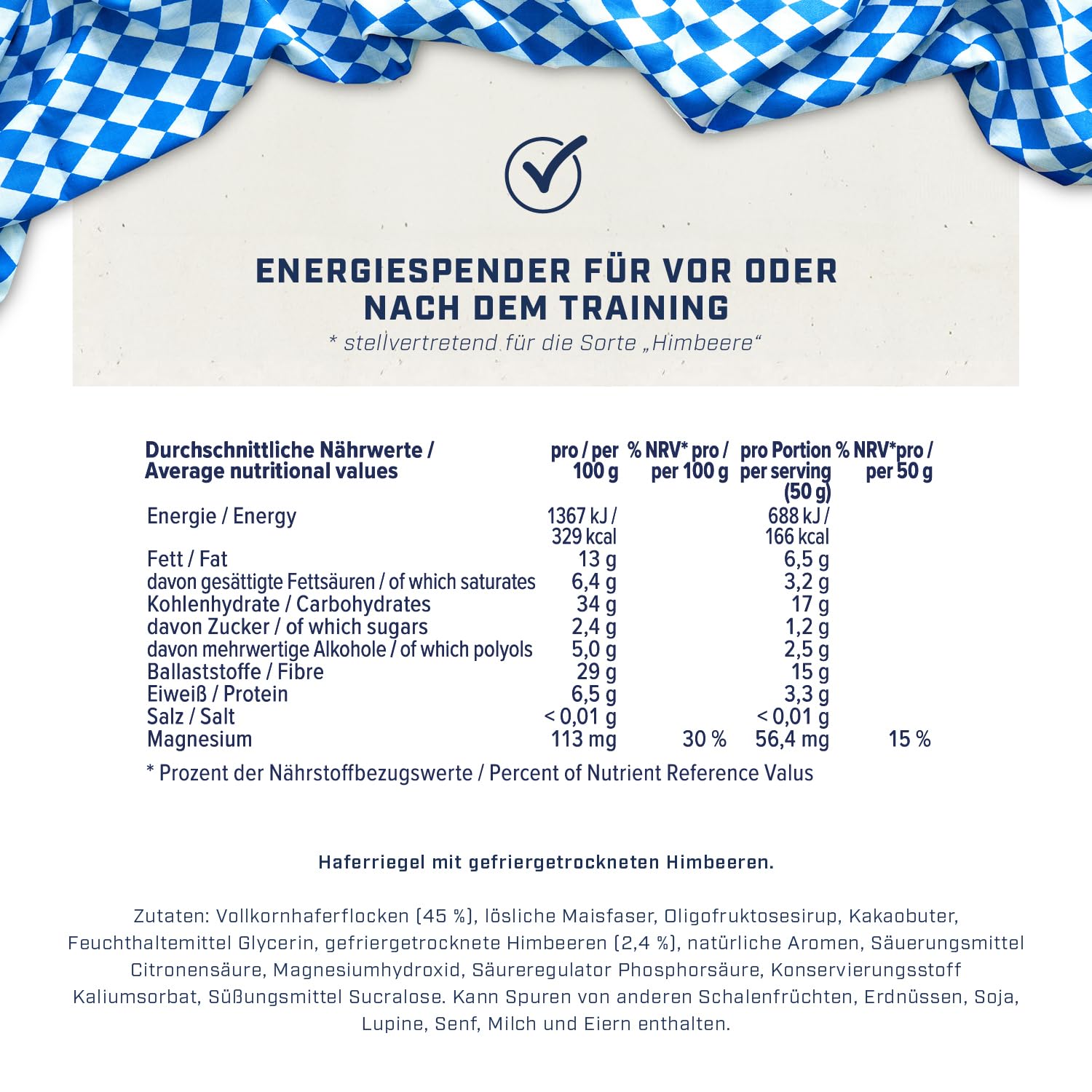 Energybody Bavarian Bar Mix Box 12x 50g / Haferriegel/Energieriegel als Oatsnack/Powerriegel als Sportnahrung/Haferflocken Riegel/Kohlenhydrate Riegel