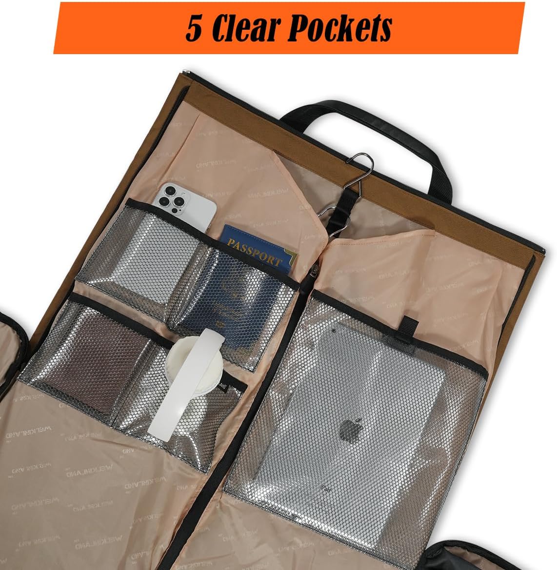 WELKINLAND 2-Suit Garment Duffle Bags for Travel Men, 60L-Large Carry on Garment Duffel Bag, Convertible Garment Duffel Bag w/Shoe Compartment, Foldable Garment Bags for Hanging Clothes Travel - Image 9