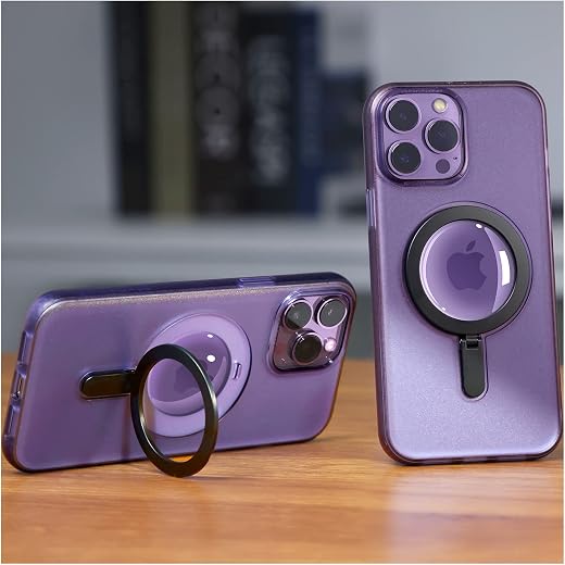 Magnetic Metal Kickstand Matte Case for iPhone 14 Pro Max [Not Yellowing] [Military Grade Protection] [No.1 Strong Magnets] JUESHITUO Built-in...