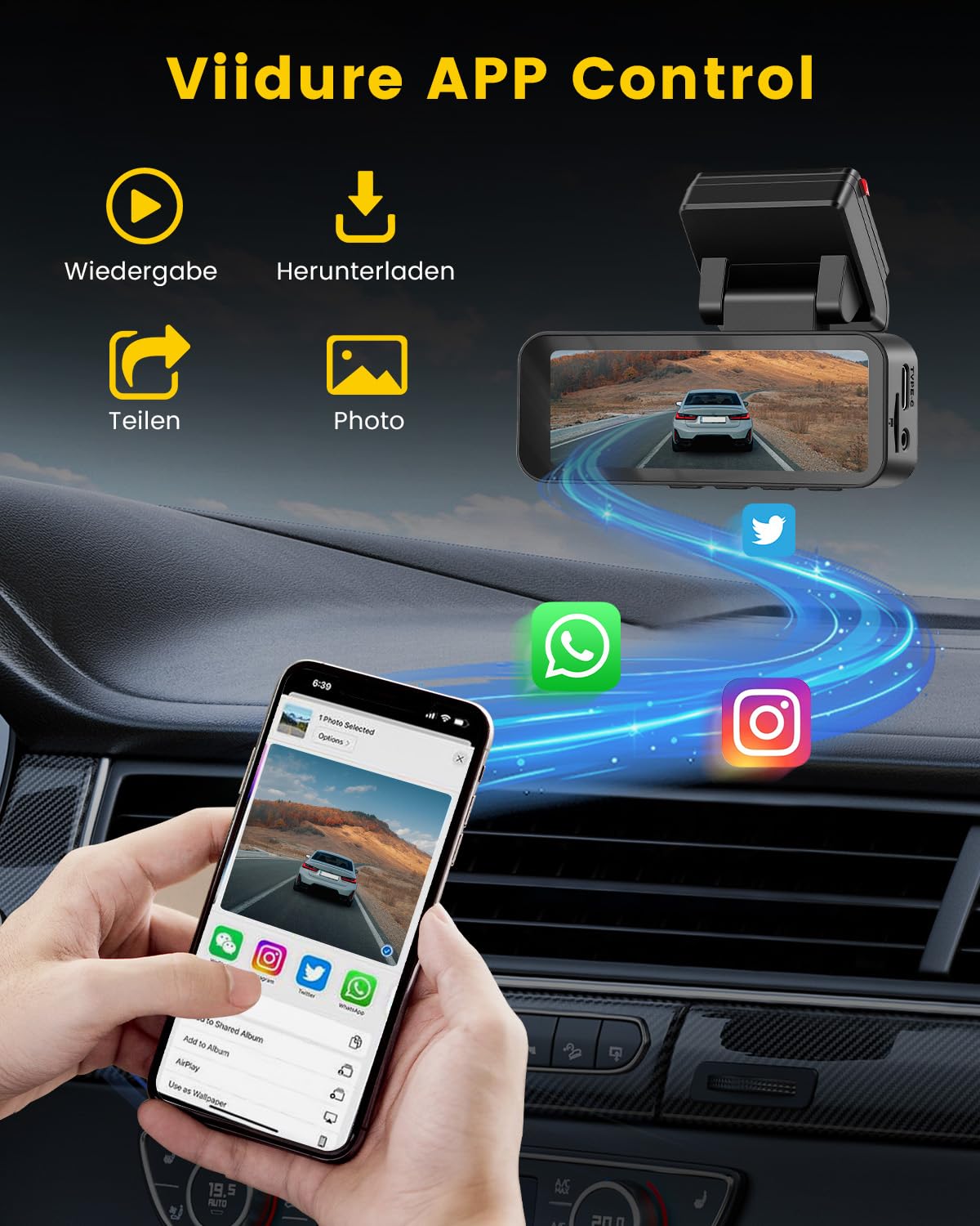 Hikity Doppia Dashcam Auto 4K+2K UHD con Scheda SD 64GB | Touchscreen da 3.16", Angolo Ampio di 150°, G-Sensor, Visione Notturna, ADAS, Monitor di Parcheggio e Registrazione in Loop