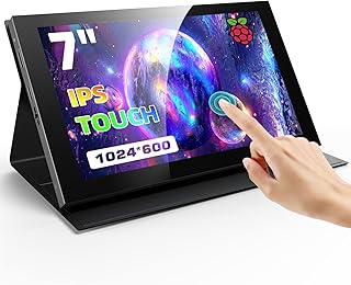 Eyoyo 7 inch Monitor, 7" IPS Panel 1024x600 5-Points Capacitive Touchscreen Portable Raspi Monitor Screen Mini HDMI Monitor for Raspi/Laptop/PC/Game Console