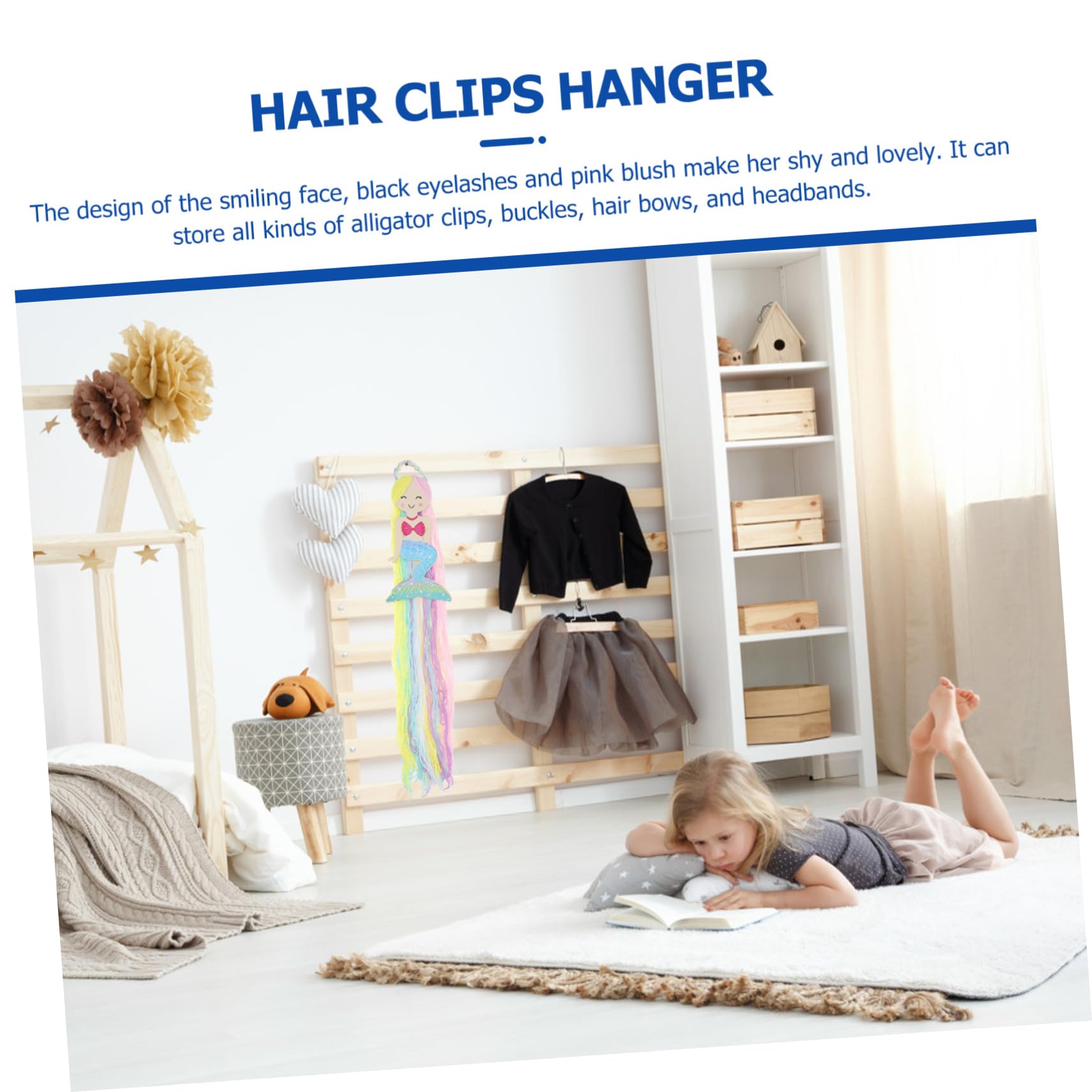 PACKOVE Mermaid Tassel Hair Clip Organizer Wall Hanging Decor for Unique Hairpin Holder Durable and Easy to Install for Nursery Decoration and Birthday