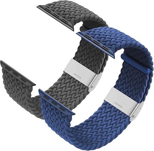 Bandiction compatible con correas de reloj Apple 1.732in, 1.654in, 1.575in, 1.496in, bandas iWatch para mujeres y hombres, correa trenzada ajustable