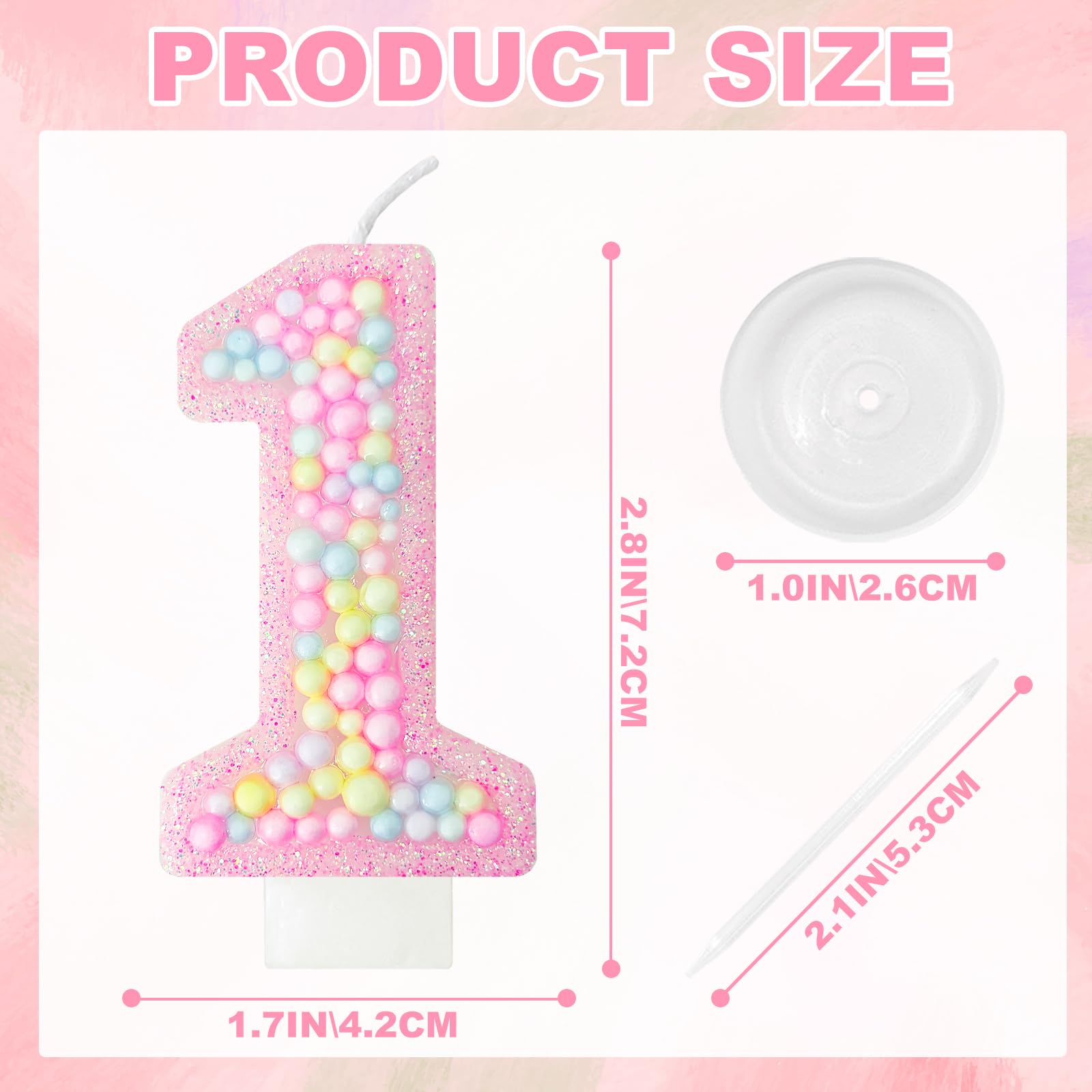 Zlongron Geburtstag Zahl Kerzen, Handgemachte Macaron 3D Flash Nummer 1 Kerze, geeignet für Mädchen und Jungen Geburtstage, Hochzeiten, Jubiläen, Themenparty Kuchen Dekorationen (1)