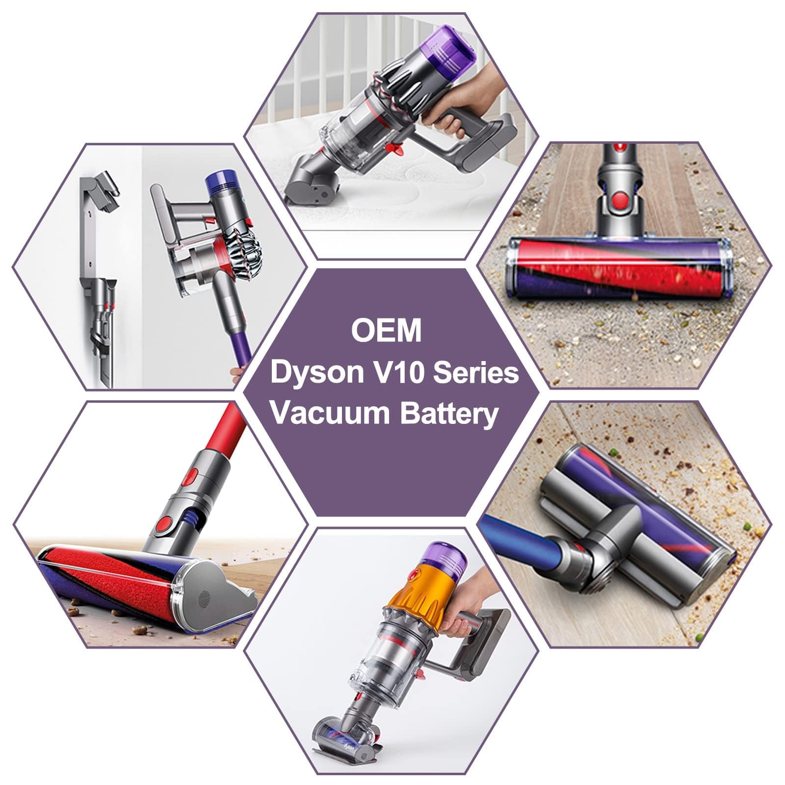 Batterie pour Dyson V10 SV12, LONGFIT 6500mAh Batterie Compatible avec Dyson Cyclone V10 Animal V10 Absolute V10 Fluffy V10 Motorhead V10 Total Clean Aspirateur