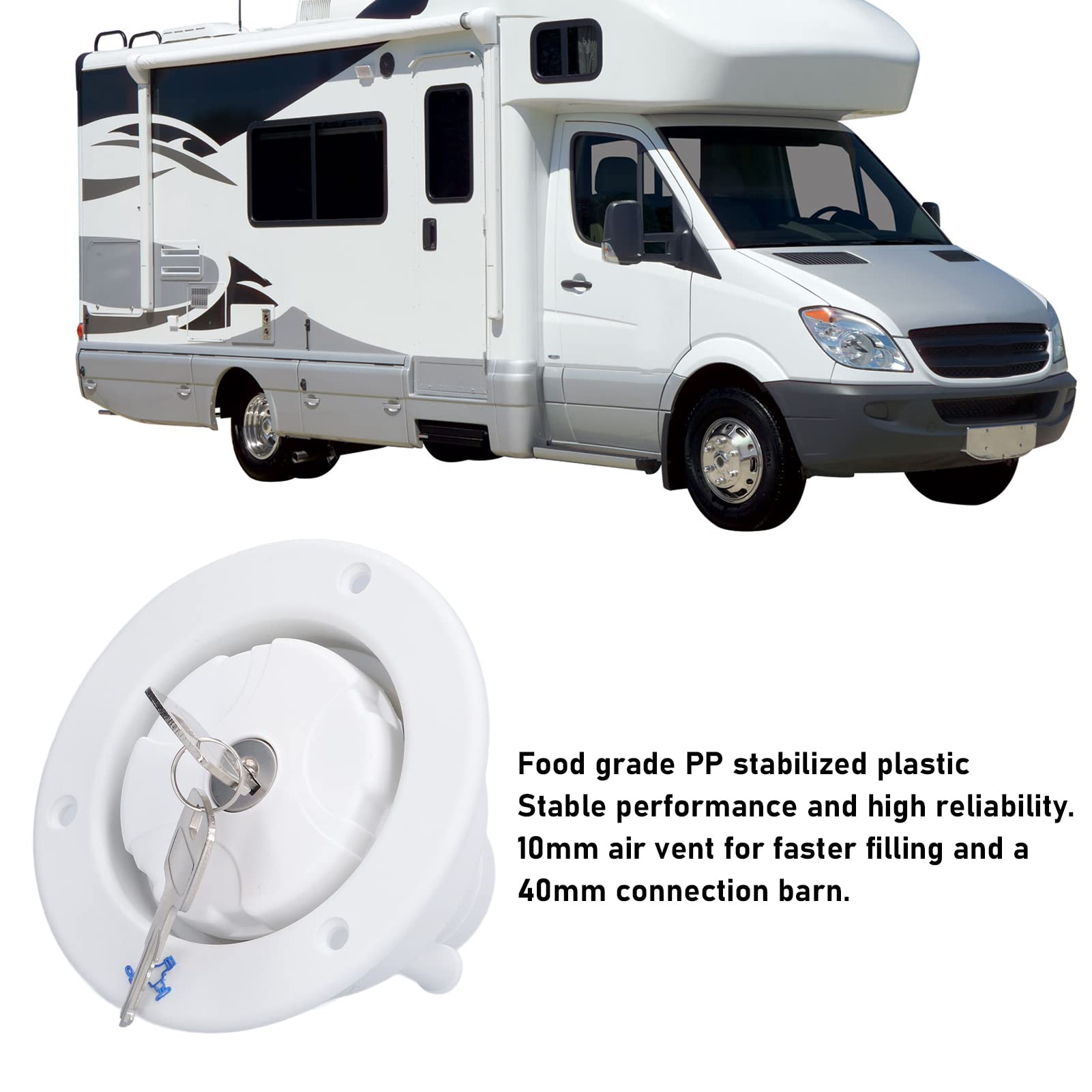 Bouchon de Remplissage D'entrée D'eau Par Gravité Avec 2 Clés Serrure Accessoires de Remplacement de Fuite équipement Universel de Preuve Pour Camping Car Remorque Caravane