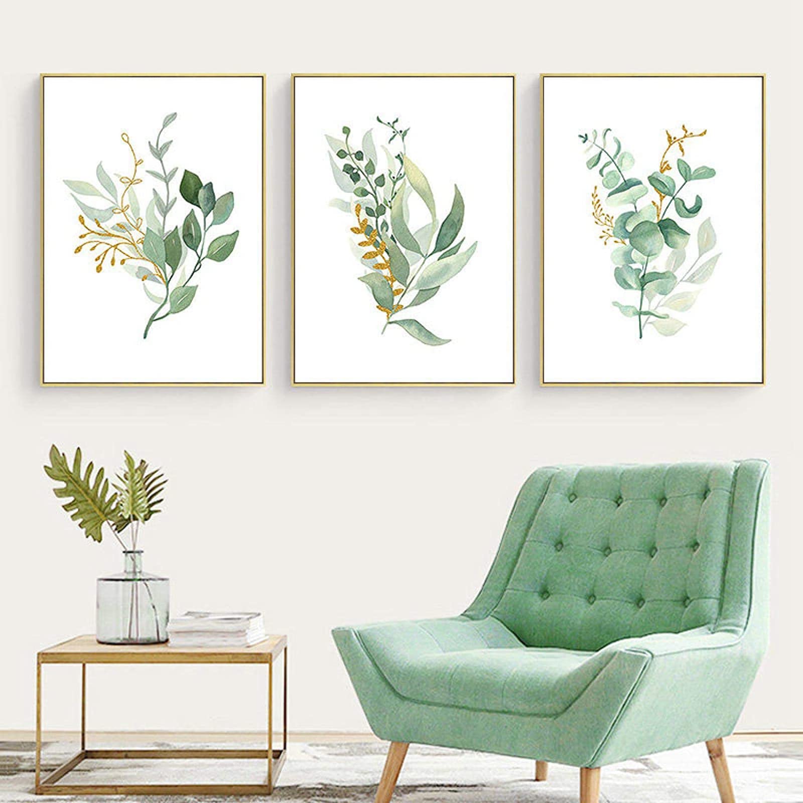 Plante feuilles toile peinture pour décoration murale de salon contemporain sans cadre