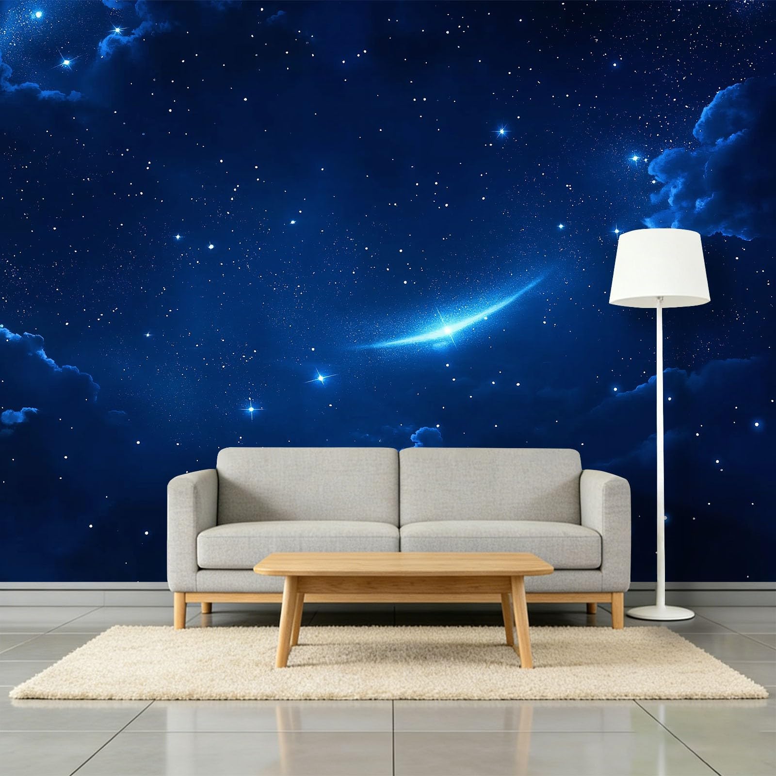Fototapeta z włókniny, 350 x 256 cm, galaktyka, nocne niebo, wzór gwiazd, tapeta ścienna, efekt 3D, nowoczesna tapeta do salonu, na ścianę, pokój dziecięcy, tło TV, tapeta z motywem, granatowa
