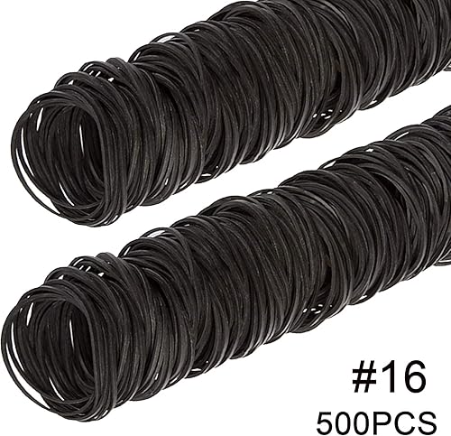 Miniatura 3 de AMUU Bandas de goma negras 500 unids #16 pequeña banda de goma para oficina dinero escuela hogar size16 banda elástica 124.7 ft m bandas de goma