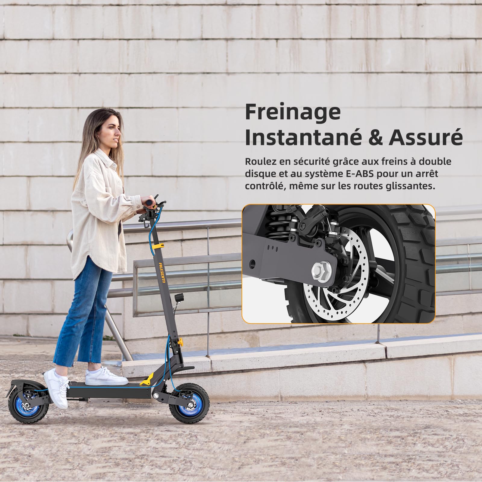 Trottinette électrique Ausom L1, Batterie 48V 15.6Ah, Moteur Puissant 800W, Trottinette électrique Pliable pour Adulte
