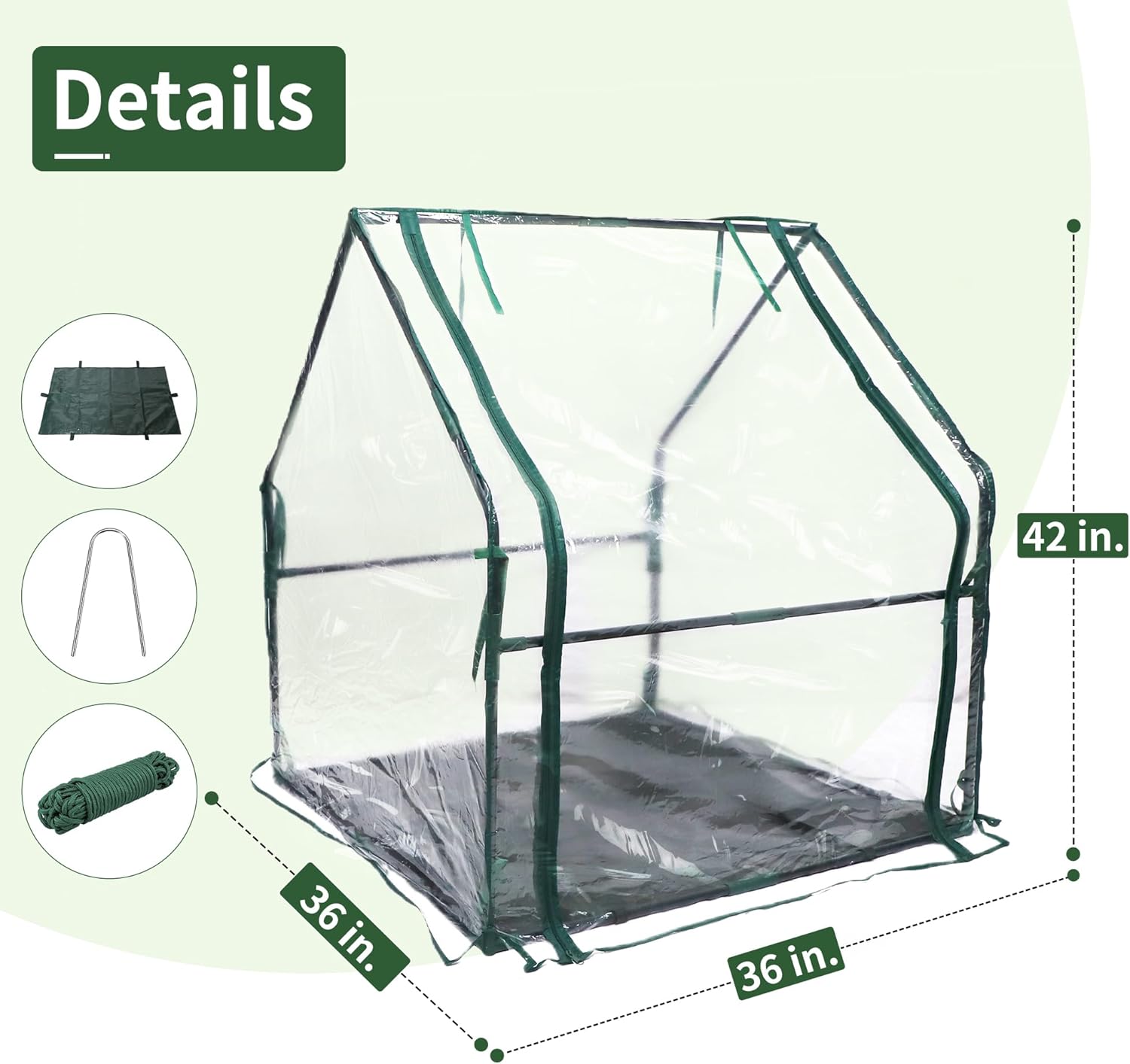 Mini Greenhouse 36"x36"x42" Plant Cover Tent Seed Starting Waterproof Floor Mat Small Plant Tent for Use on Patio Balcony Porch & Indoors/Outdoors