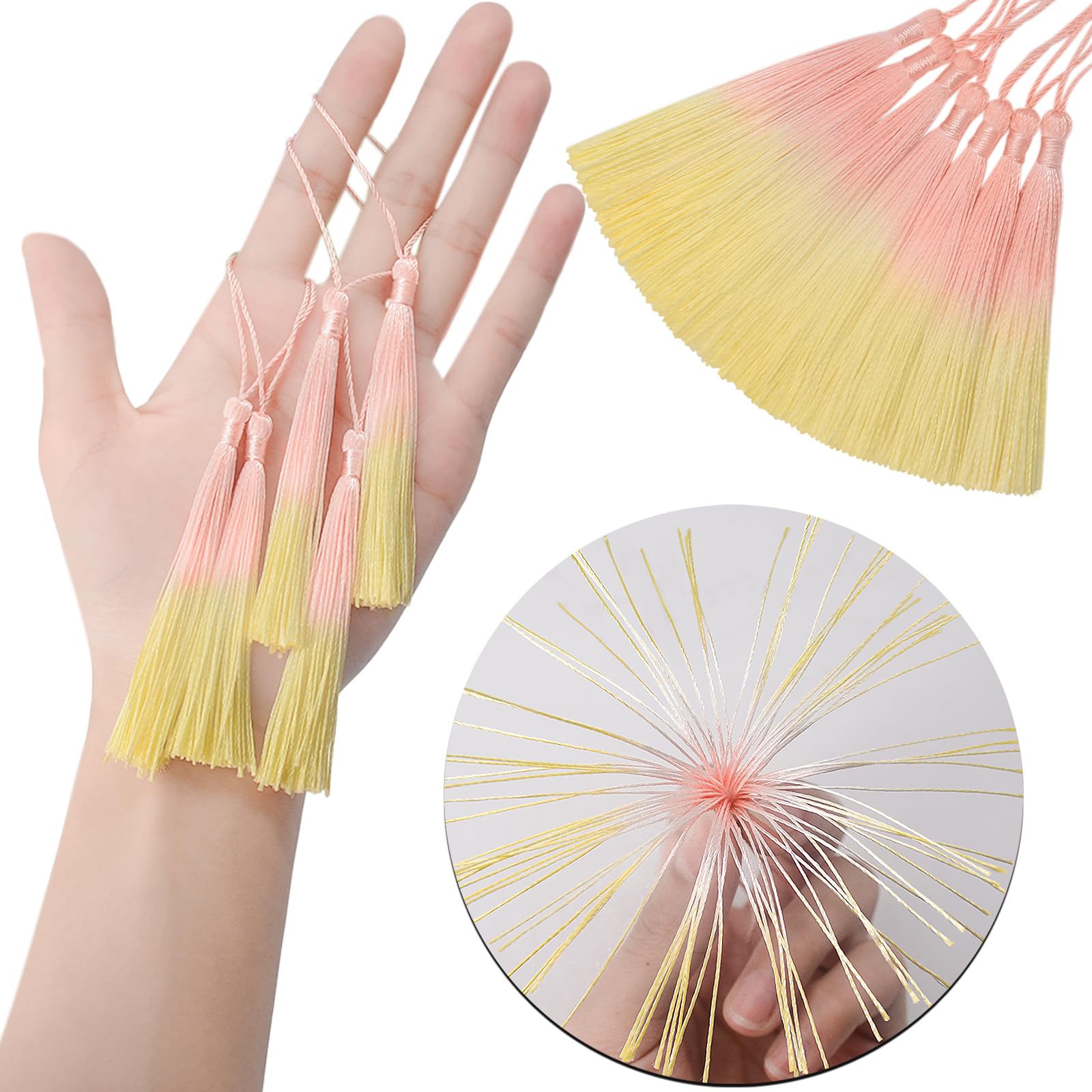 50PCS Mini Silk Tassel for Craft DIY Bookmark Cute Jewellery Making Beaded, Girl Earring, Keyring, Graduation, Small Key - Image 3