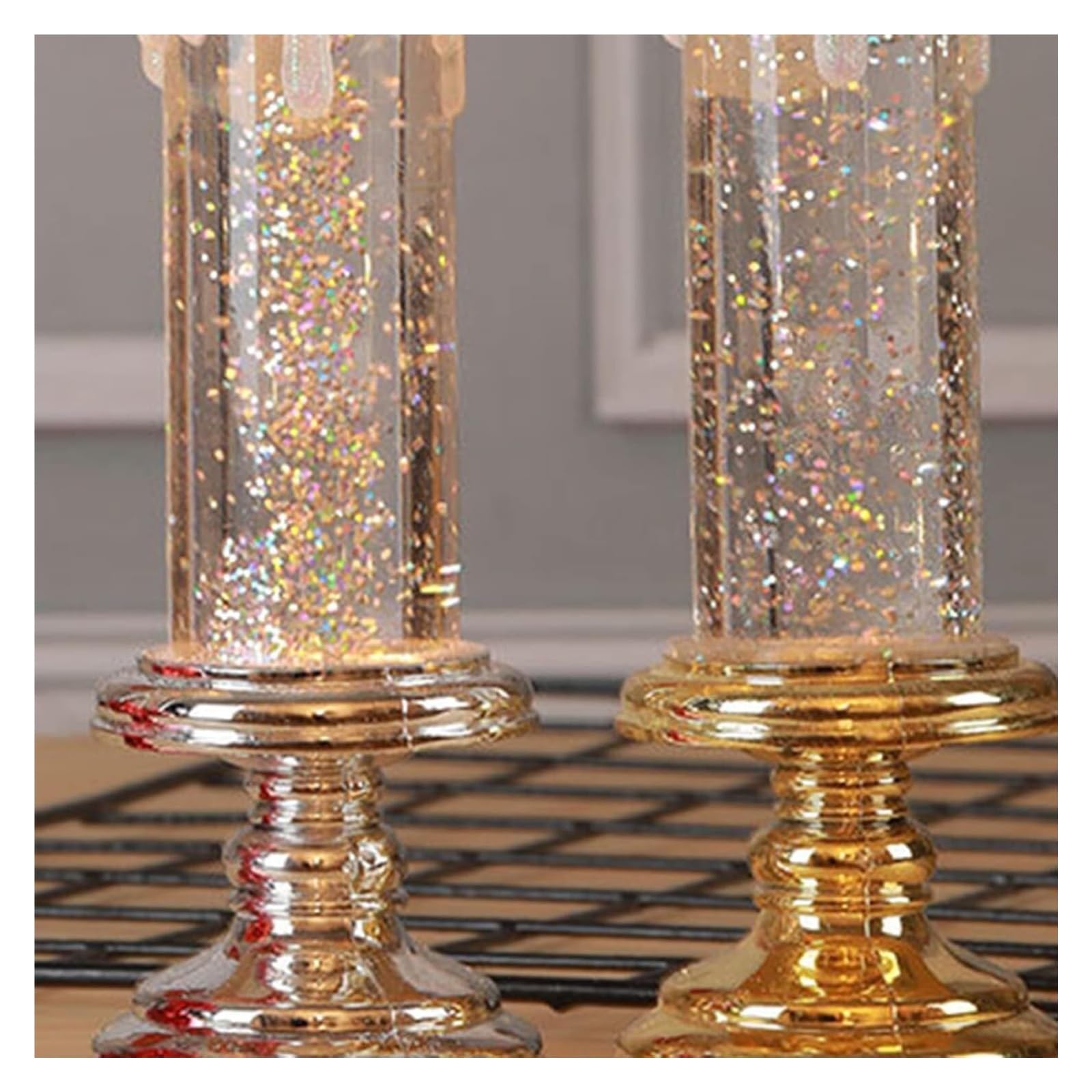 Candele LED Senza Fiamma - Candele da tè a Batteria con Effetto tremolante for Decorazioni for Matrimoni, Natale e Feste(Gold)