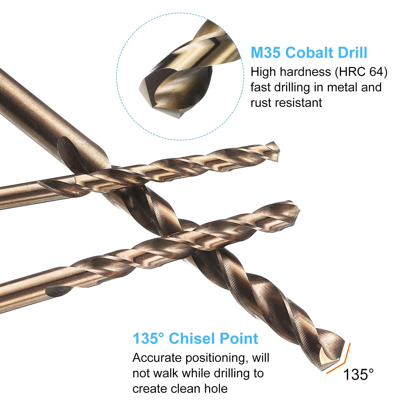 QUARKZMAN 12pcs Cobalt Perceuse Foret Hélicoïdal Mèches,2.9mm M35 Haute-Vitesse Acier Métrique Torsion Droit Tige Perceuse Embouts Pour Métal Inox Acier Cuivre Aluminium Fonte