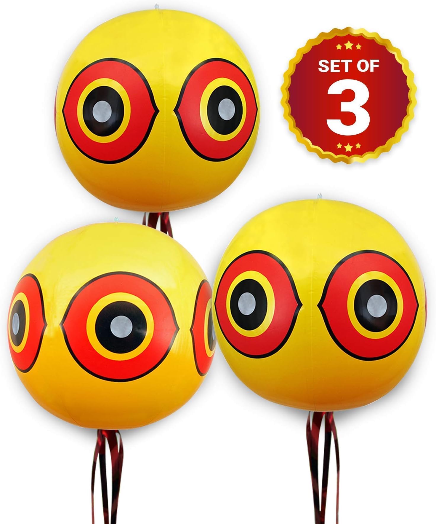 De-Bird Balloon Bird Repellent,3-Pk Fast and Effective Solution to Pest Problems, Scare Eyes Balloon to Scare Birds Away from Pool and Garden Crops