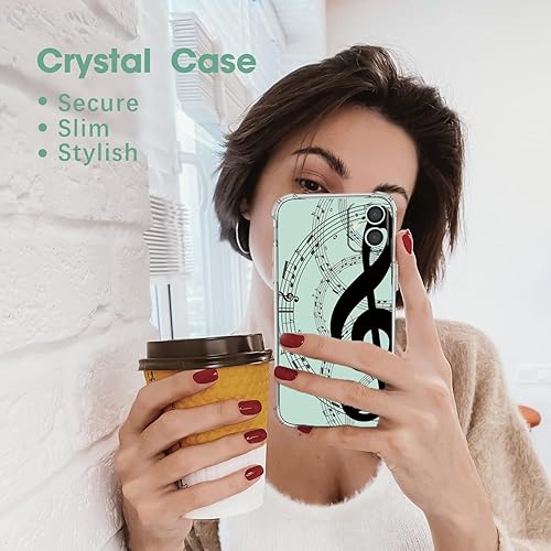 Miniatura 6 de Funda transparente de notas musicales para iPhone 11, diseño estético de partitura musical para mujeres y adolescentes, funda transparente de TPU