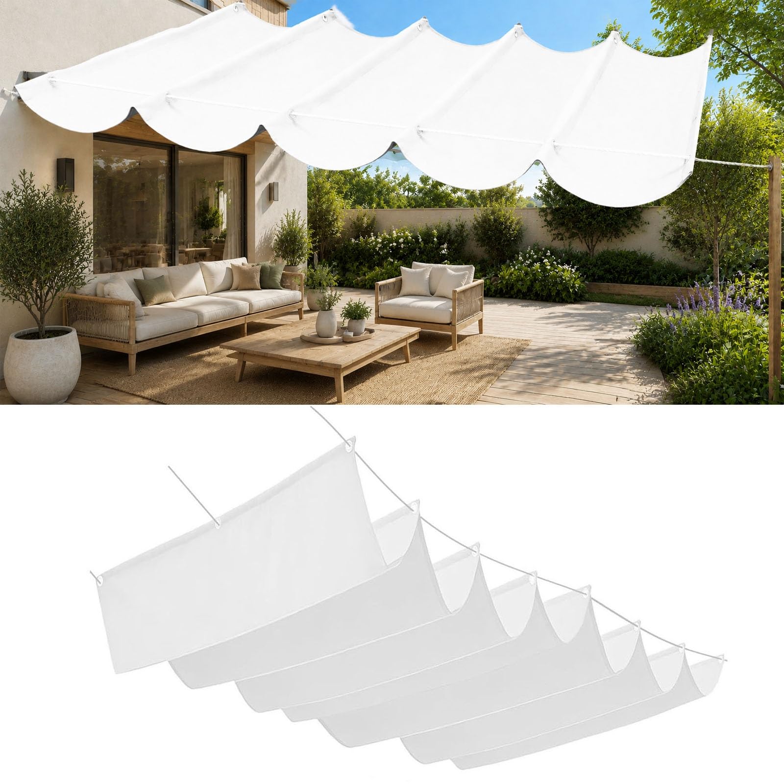 Voile d'ombrage rétractable tissu d'ombrage rectangulaire patio
