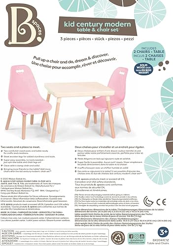 Miniatura 8 de B spaces Juego de mesa y silla para niños 1 mesa de manualidades y 2 sillas para niños patas de madera natural muebles para niños rosa y marfil 3