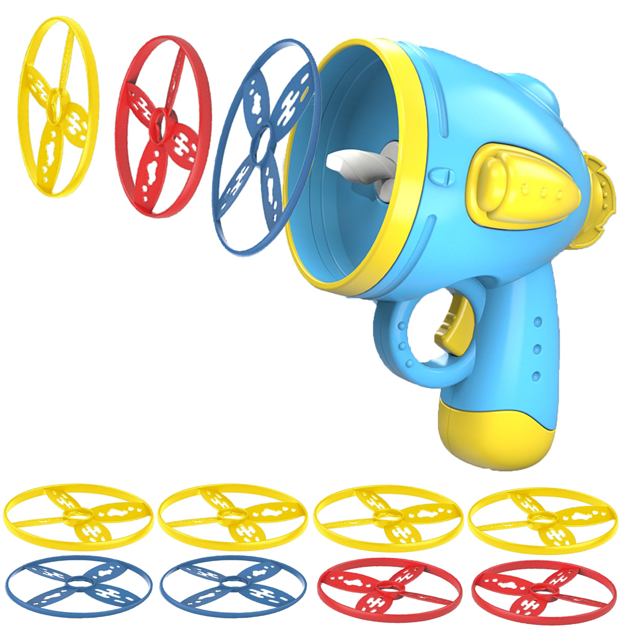 YoloCra Flying Disc Launcher Toy 9pcs Outdoor Flying Toys with 1pcs