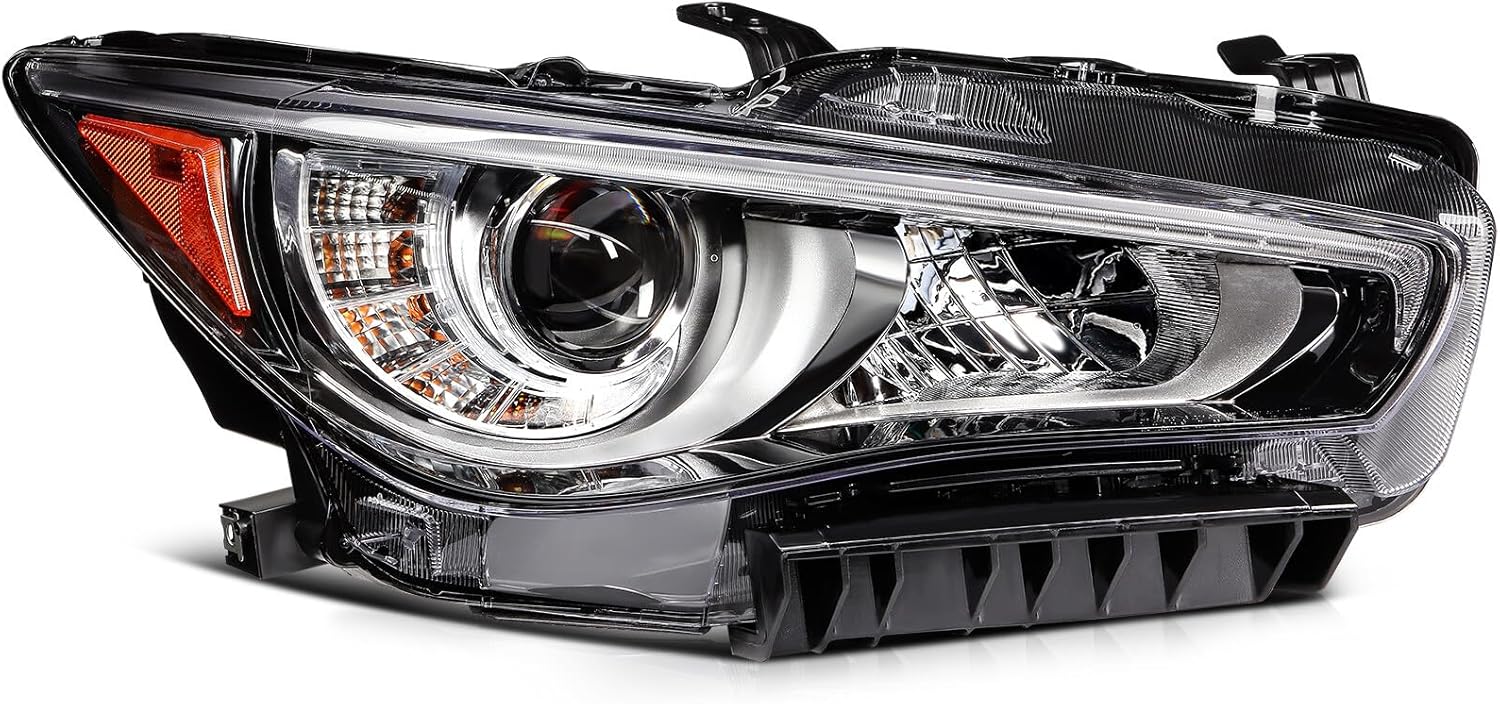 LSAILON HID Xenon Model Projector Headlights Fit for INFINITI JX35 2013 for INFINITI QX60 2014-2015 Chrome Housing Clear Lens Driver and Passenger Side 260103JA0A IN2503156