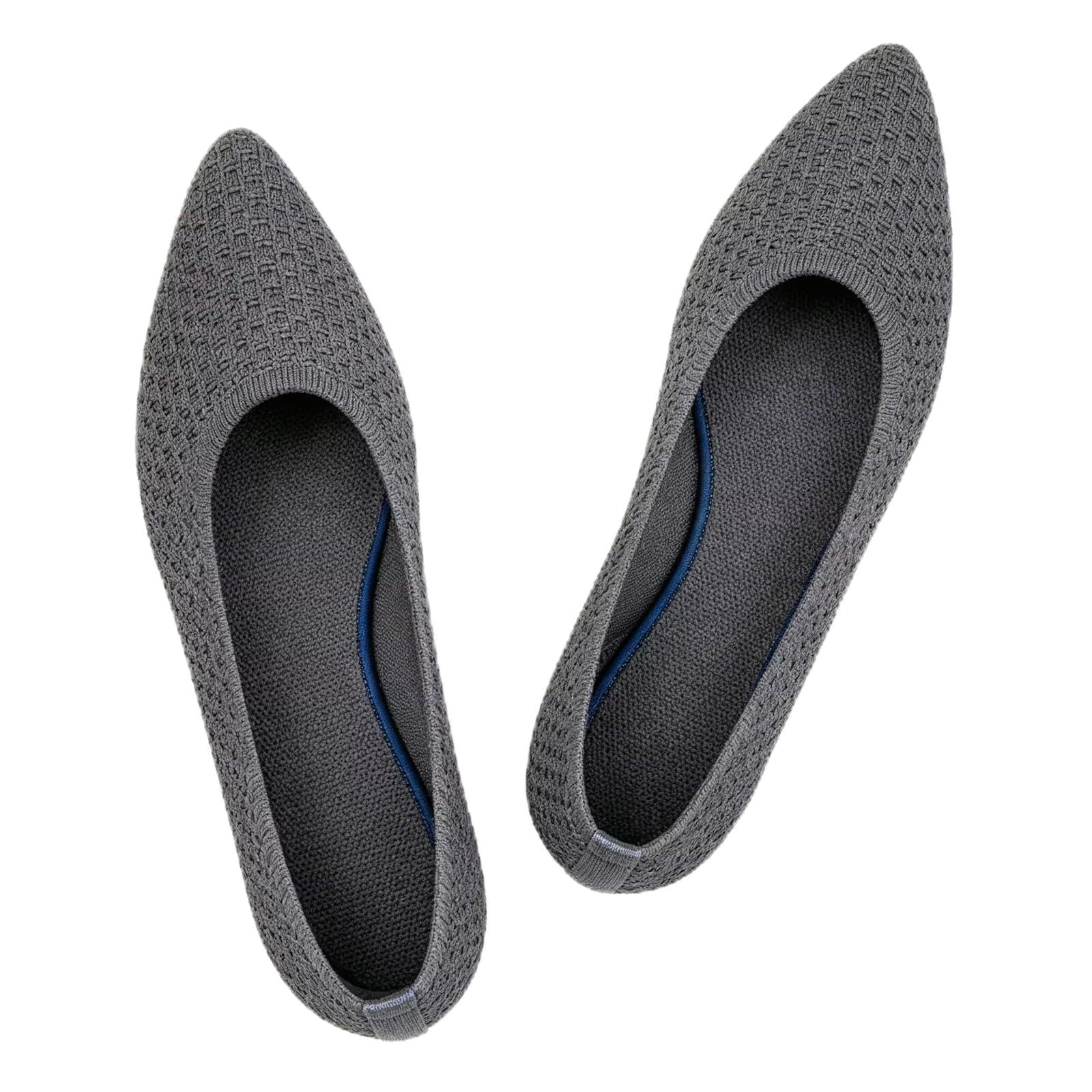 Frank Mully Frauen Spitze Zehe Ballett flach Strickkleid Schuhe Low Wedge Flache Schuhe Komfort Slip On Flats Schuhe für Frau Klassische Schuhe