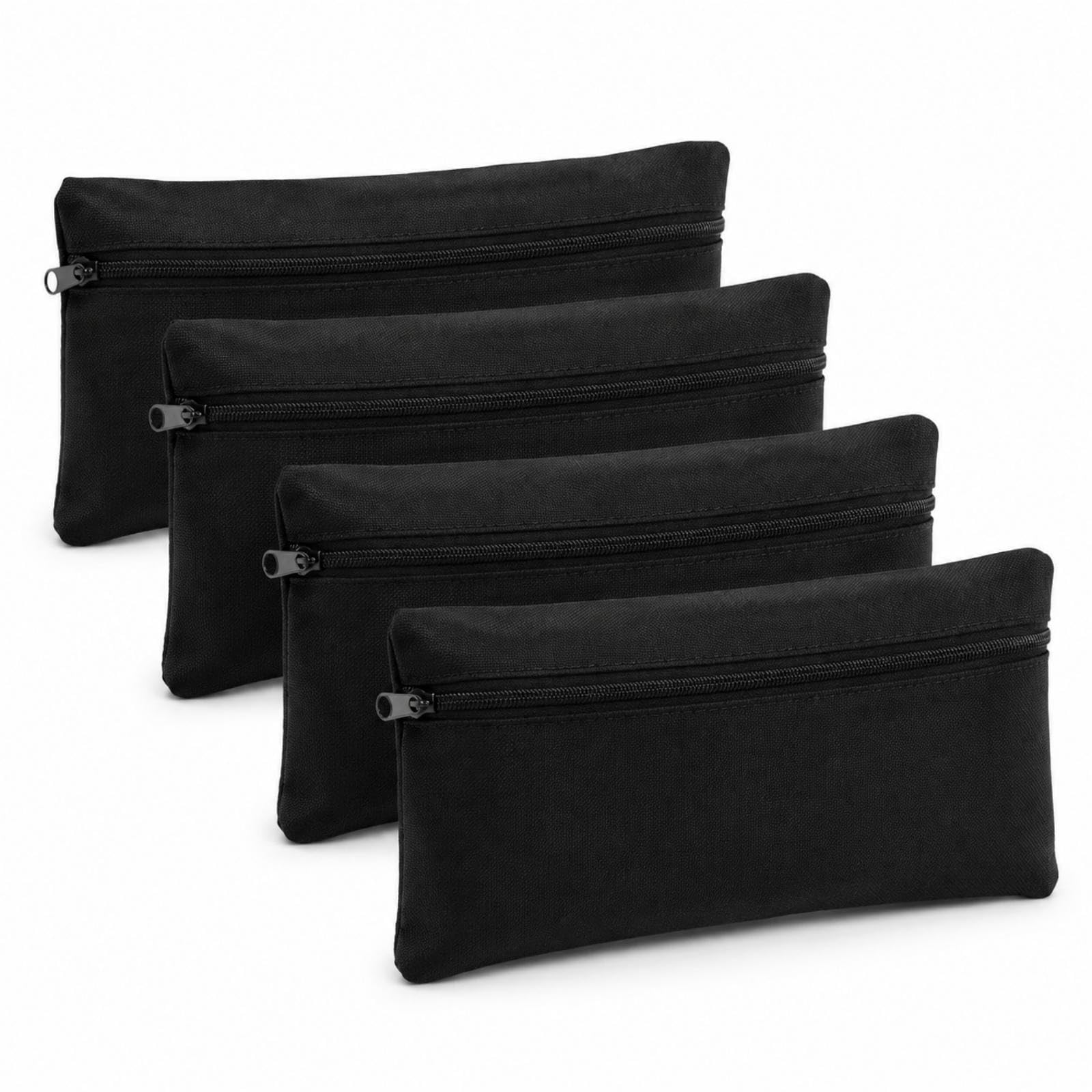 4Pcs Zipper Black Capacity Pen Case Bag, Black Pencil Case for Boys Girls
