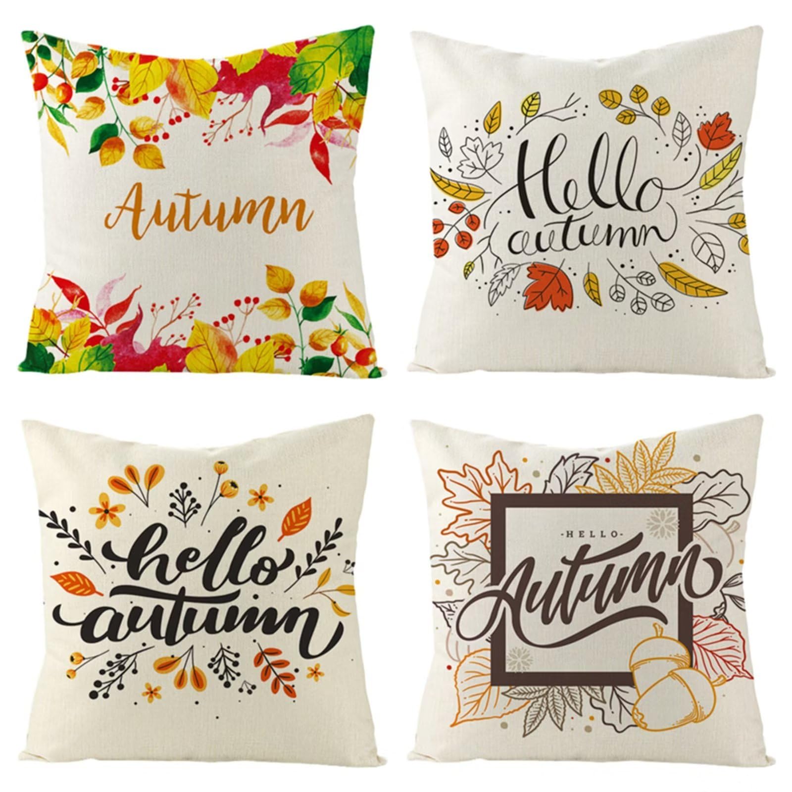 Set di 4 Fodere per Cuscini 65x65cm,cuscini per divano Foglie dell'alfabeto Giardino Esterno Fodere per Cuscini Decorativi Velluto Quadrate per Cuscino,per Casa Soggiorno Camera da Letto Divano YG104