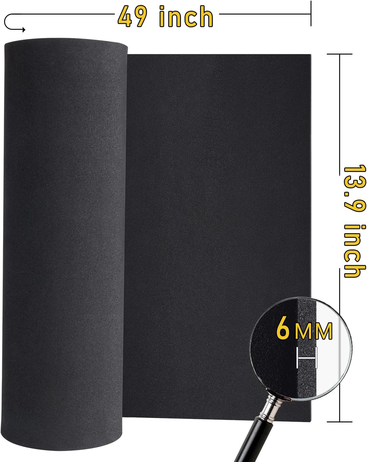 MEARCOOH 2-Pack Black Eva Foam Cosplay Sheets roll, Premium eva Craft Foam 6mm Thick, 13.9" x 49", High Density 86kg/m3 for Cosplay Costume, Crafts, DIY Projects