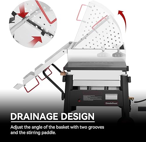 Miniatura 8 de Creole Feast CFB3001 - Caldera de cangrejo para exteriores de 70 cuartos de galón con paleta agitadora y ruedas, caldera de mariscos de alta