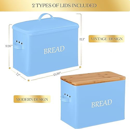 Miniatura 3 de Meraki Home Recipiente de almacenamiento de pan con 2 tapas, bolsa de pan de algodón, panera de esquina de granja para encimera de cocina,