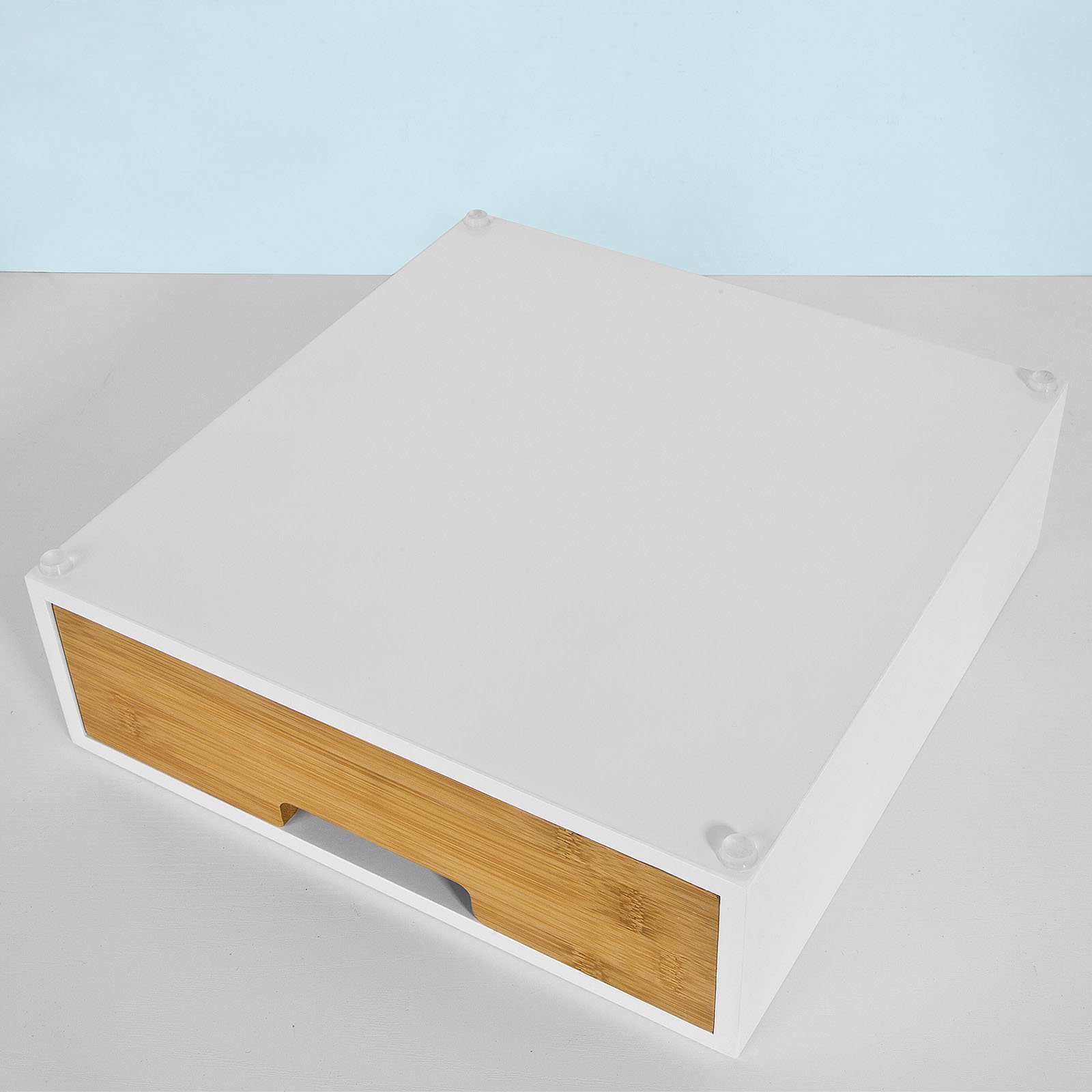 SoBuy Portacapsule in bambù – Organizer per capsule Nespresso e Dolce Gusto, cassetto portacapsule per cucina e caffè, sedia da caffè pack 2 bianco 30x31x10 cm FRG179-WN