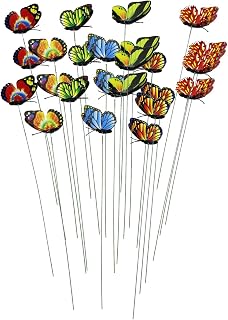 HouseVibe 24 Pcs Butterfly Garden Stakes Outdoor Decor Plant Pot Ornaments Lifelike Butterfly Stakes for Patio Yard Porch Lawn Backyard Random Colors- Style B