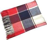 Vista 17 de NY GOLDEN FASHION Bufanda de invierno de gran tamaño para mujer, diseño de tartán escocés, a cuadros, con tacto de cachemira rojo (Red Tartan)